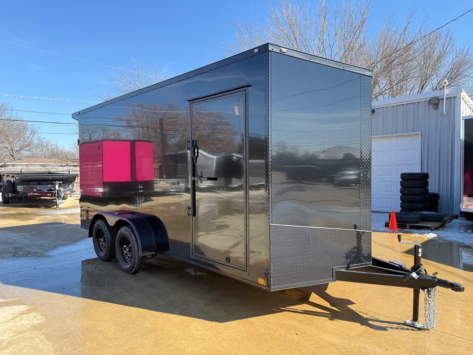 2026 7x16 V-Nose Enclosed Cargo Trailer Barn Doors