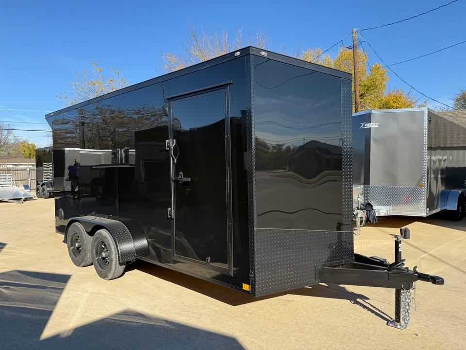 2026 7x16 V-Nose Enclosed Cargo Trailer - Black