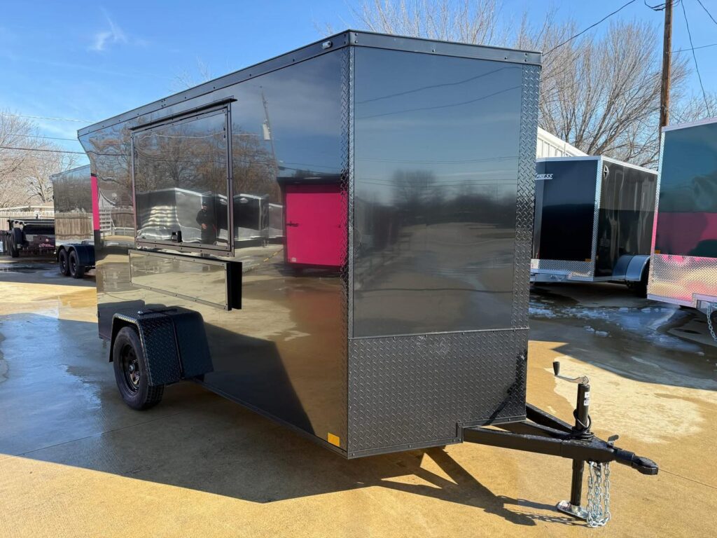2026 6x12 SA V-Nose Vending Enclosed Trailer - Black